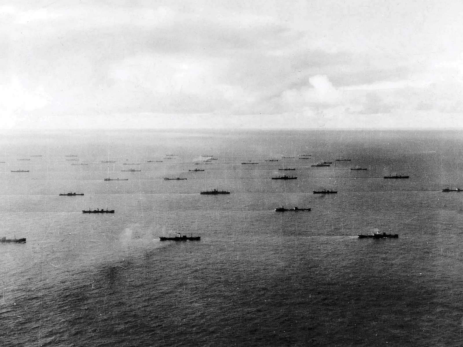 An Allied convoy underway in the Atlantic near Iceland, c. 1942.