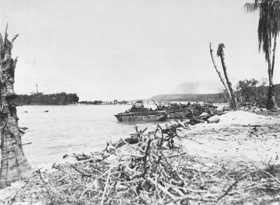 A DUKW unloading at Biak, 27 May 1944.