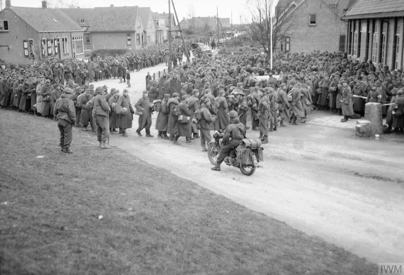 German prisoners being marched off on Walcheren.