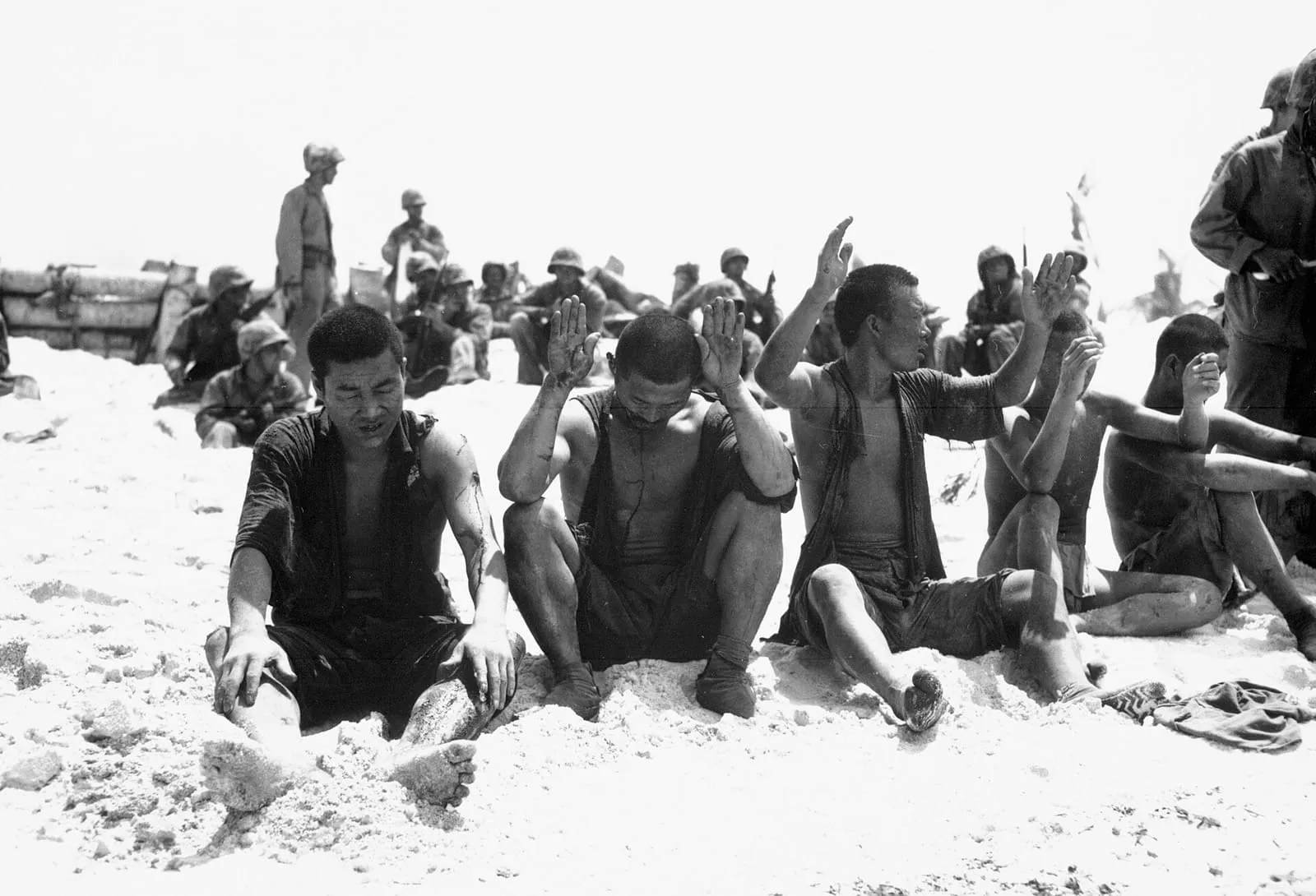 Japanese prisoners of war on Tarawa.