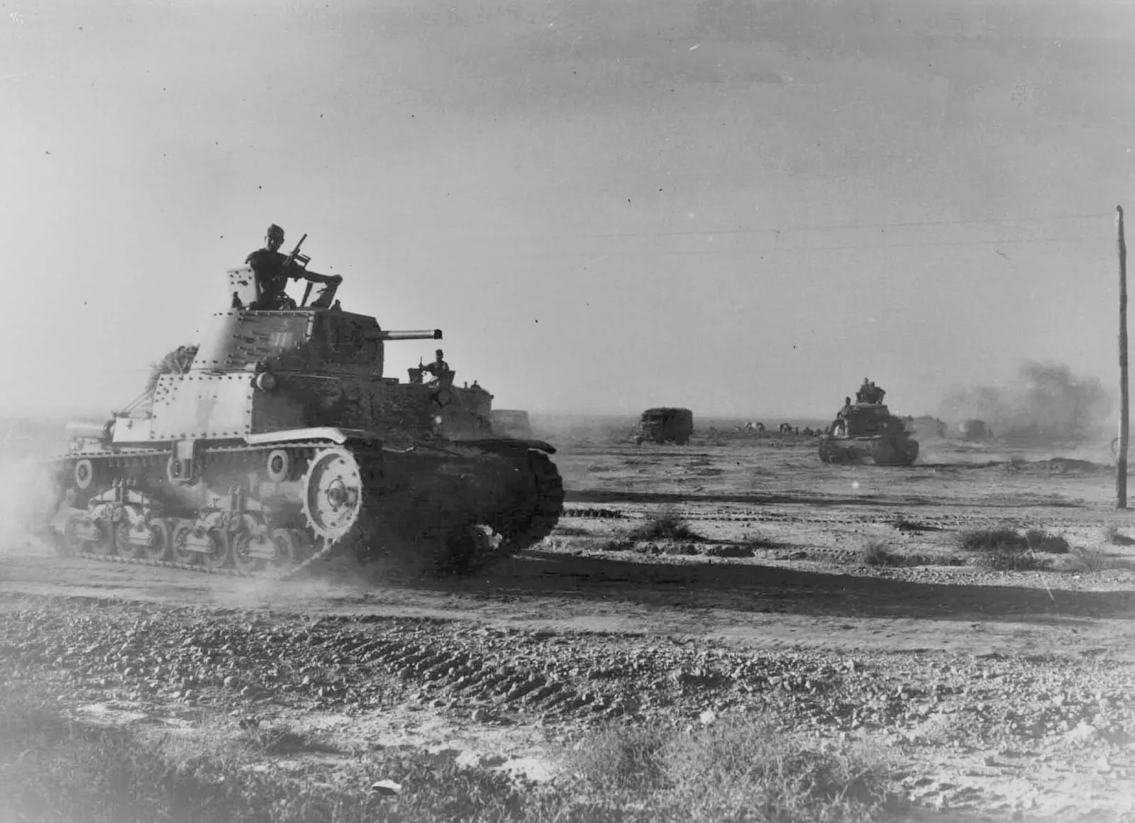 Tanks of the Italian Ariete division on the move during the Battle of Gazala, June 1942.