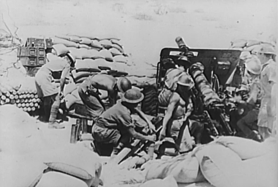 Indian soldiers in action before the capture of Keren in Eritrea, 1941.
