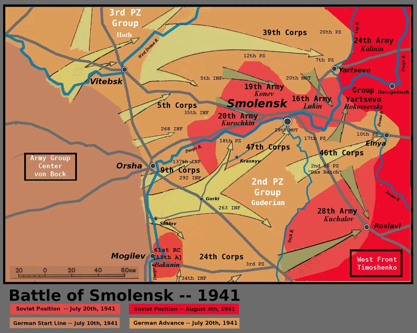 Diagram of the Battle of Smolensk, 1941.