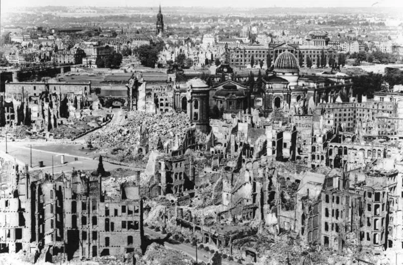 The ruined centre of Dresden in 1945.