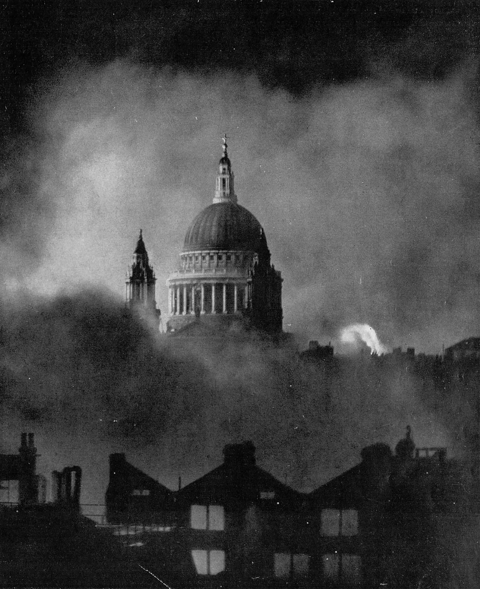 St Paul’s Cathedral survives, photographed on the 114th night of the Blitz.