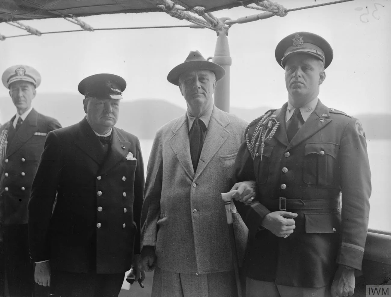 Churchill and Roosevelt aboard HMS Prince of Wales during the Atlantic Conference, 10 August 1941.