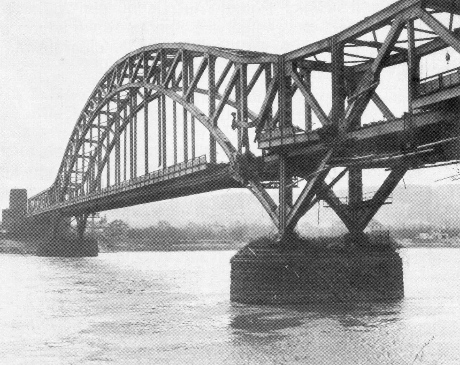 The Ludendorff Bridge at Remagen after its capture in March 1945.