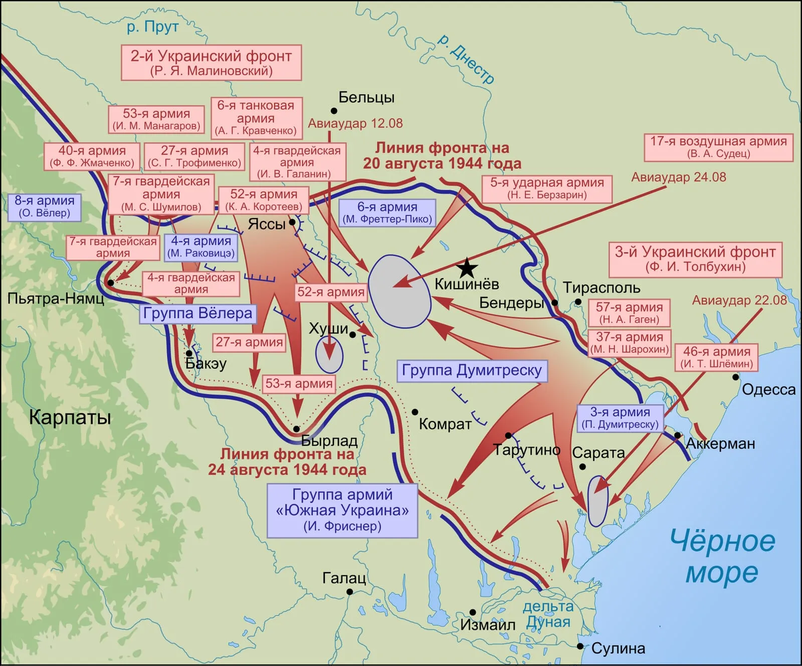 Map of the Jassy–Kishinev Offensive, August 1944.
