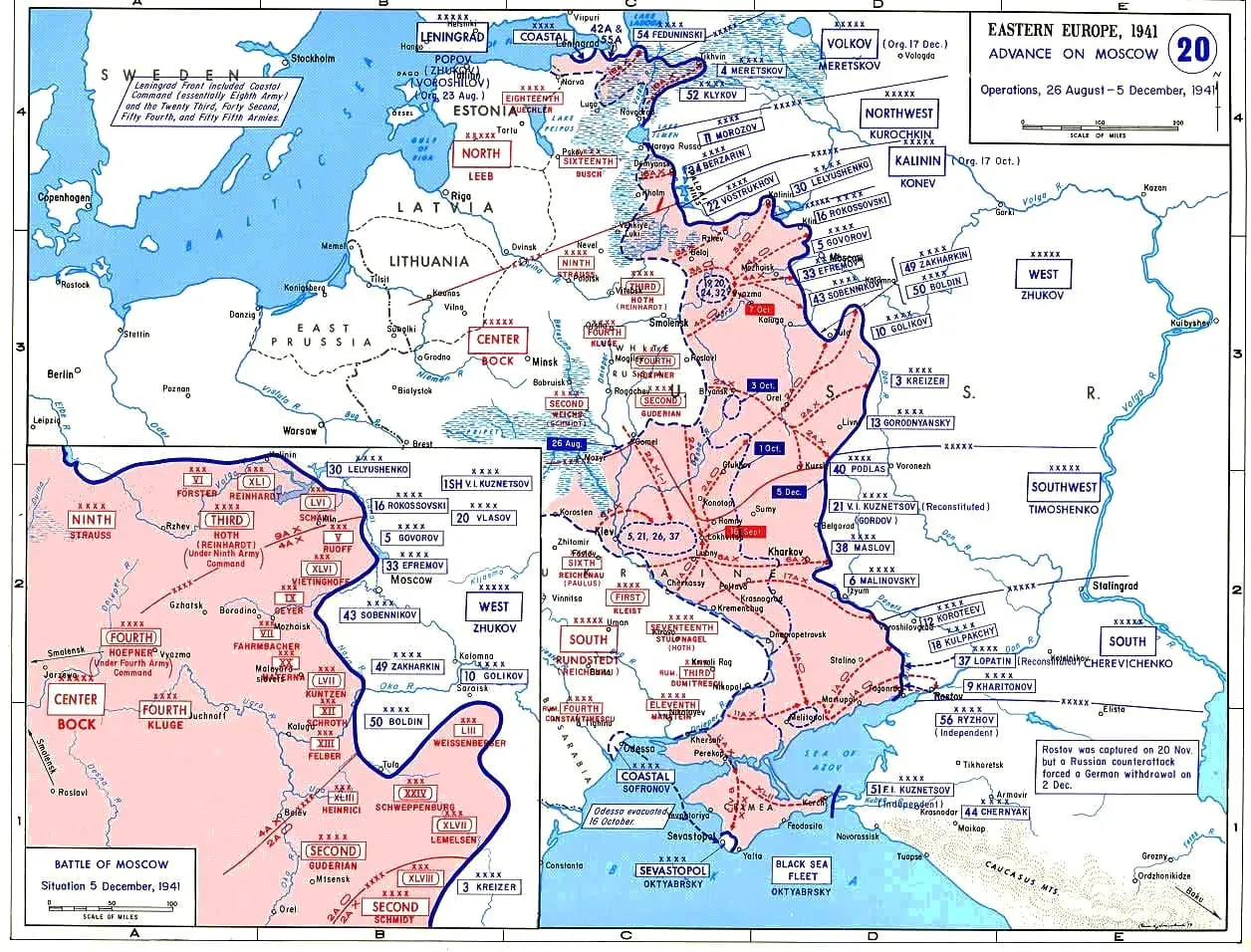 Map of Operation Typhoon, the German offensive towards Moscow.