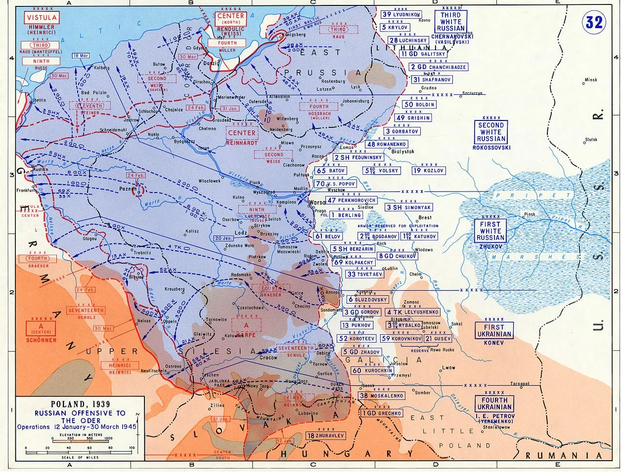 The Soviet offensive to the Oder, January–March 1945.