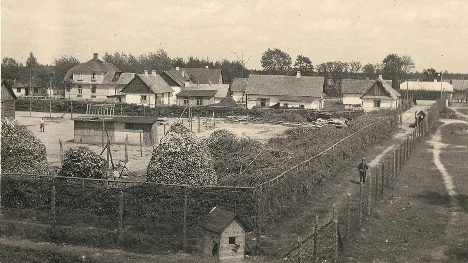 The Sobibór camp seen from a watchtower, 1943.