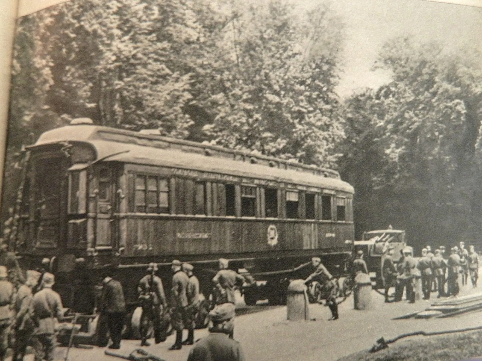 Foch’s railway carriage at Compiègne in June 1940, at the same place as in 1918, prepared for the armistice with France.