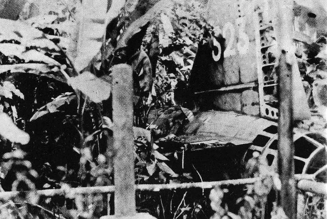 The wreck of the Mitsubishi G4M bomber shot down over Bougainville in April 1943, killing Admiral Yamamoto.