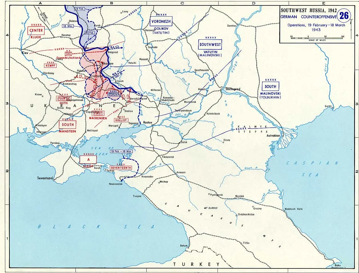 Map of the Third Battle of Kharkov, 1943.