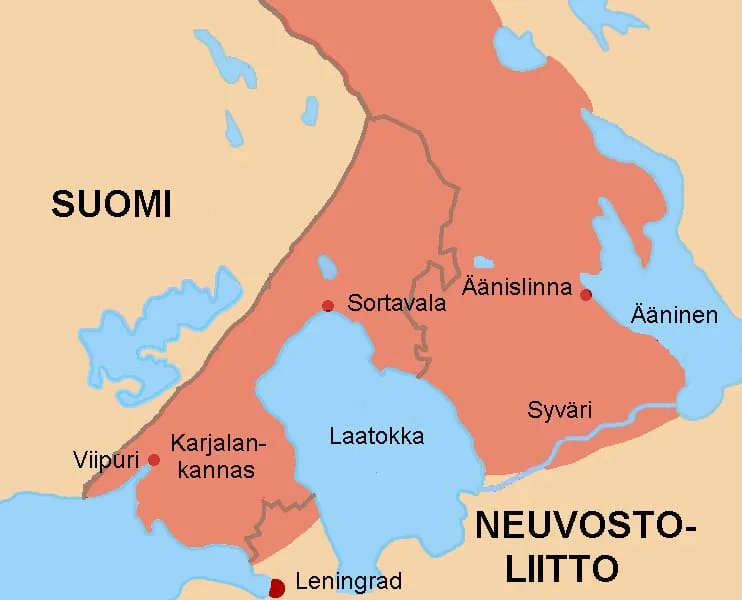 Map of the Finnish advance in Karelia during the Continuation War (1941–1944).