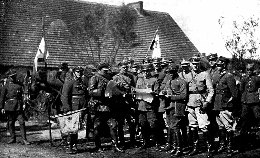 The command of a Polish cavalry regiment during the Polish–Soviet War, 1920.