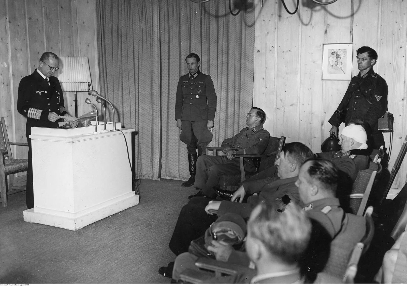 Admiral Karl Dönitz giving a radio speech after the attempt on Hitler’s life, 21 July 1944.