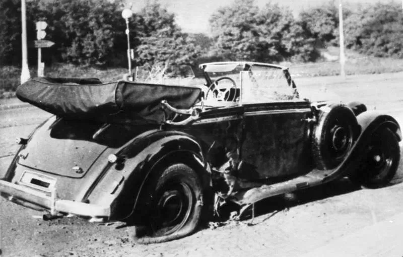 Reinhard Heydrich’s car after the assassination attempt in Prague, 27 May 1942.